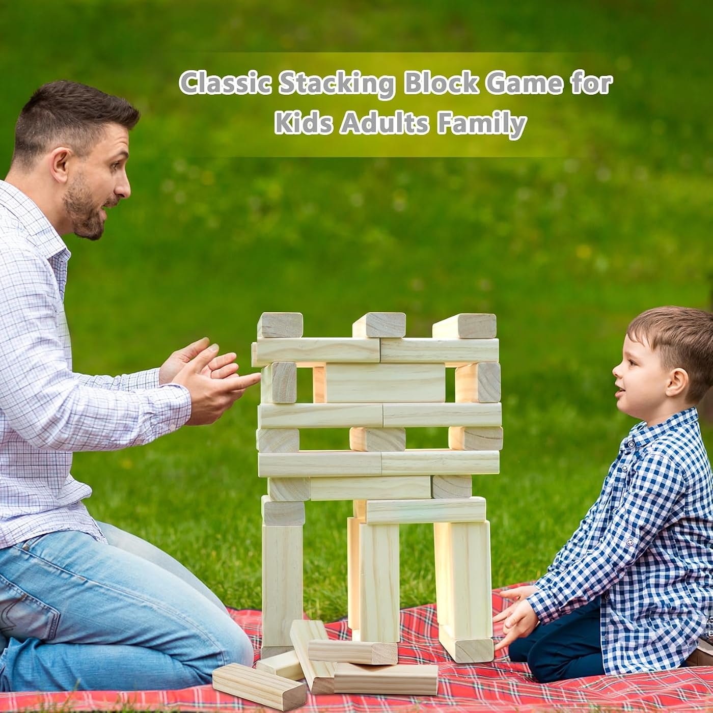 60-Piece Giant Tumble Tower with dice and scoreboard, stacks to 5 ft — view 6