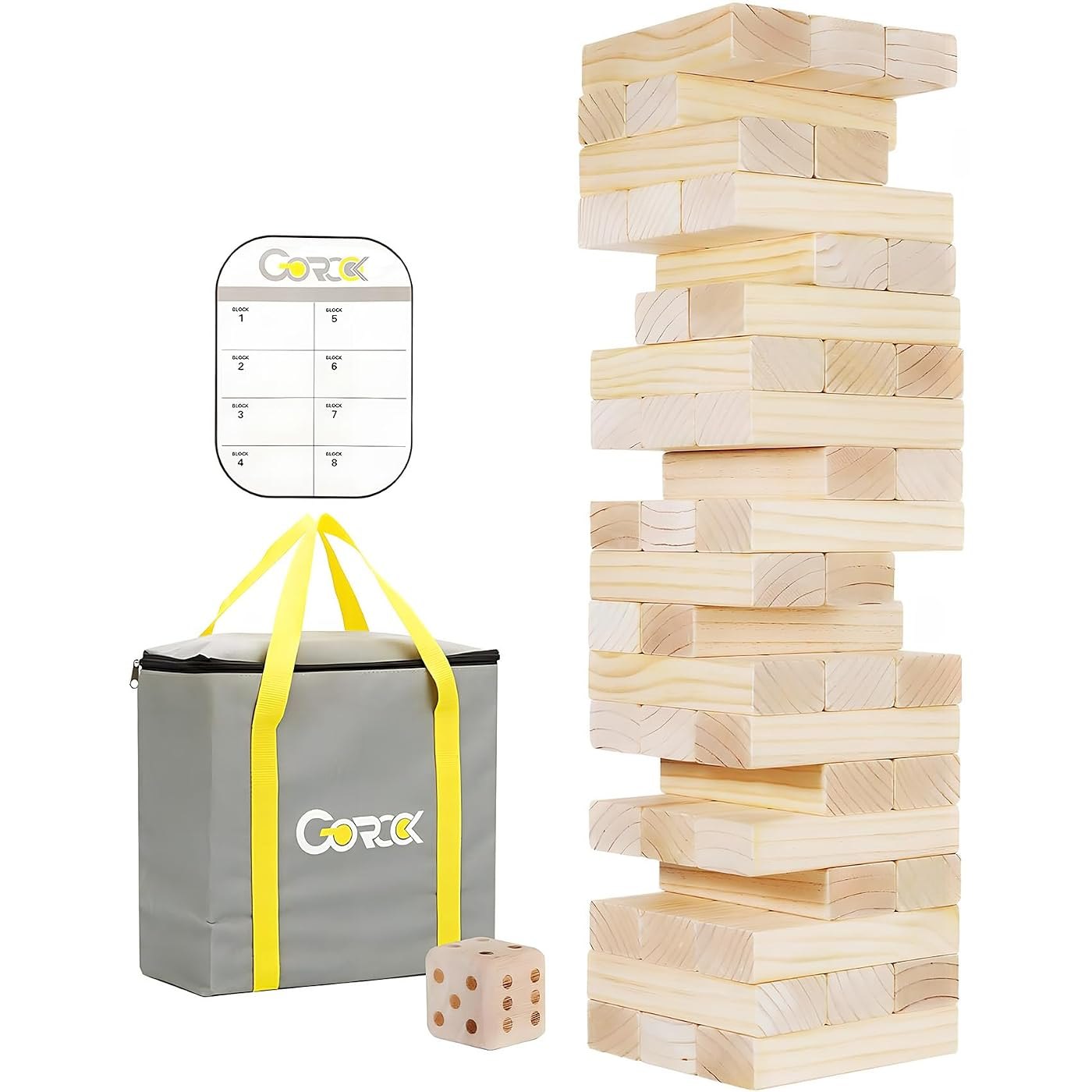 The jumbo 60-piece GOROCK tumbling tower at full height