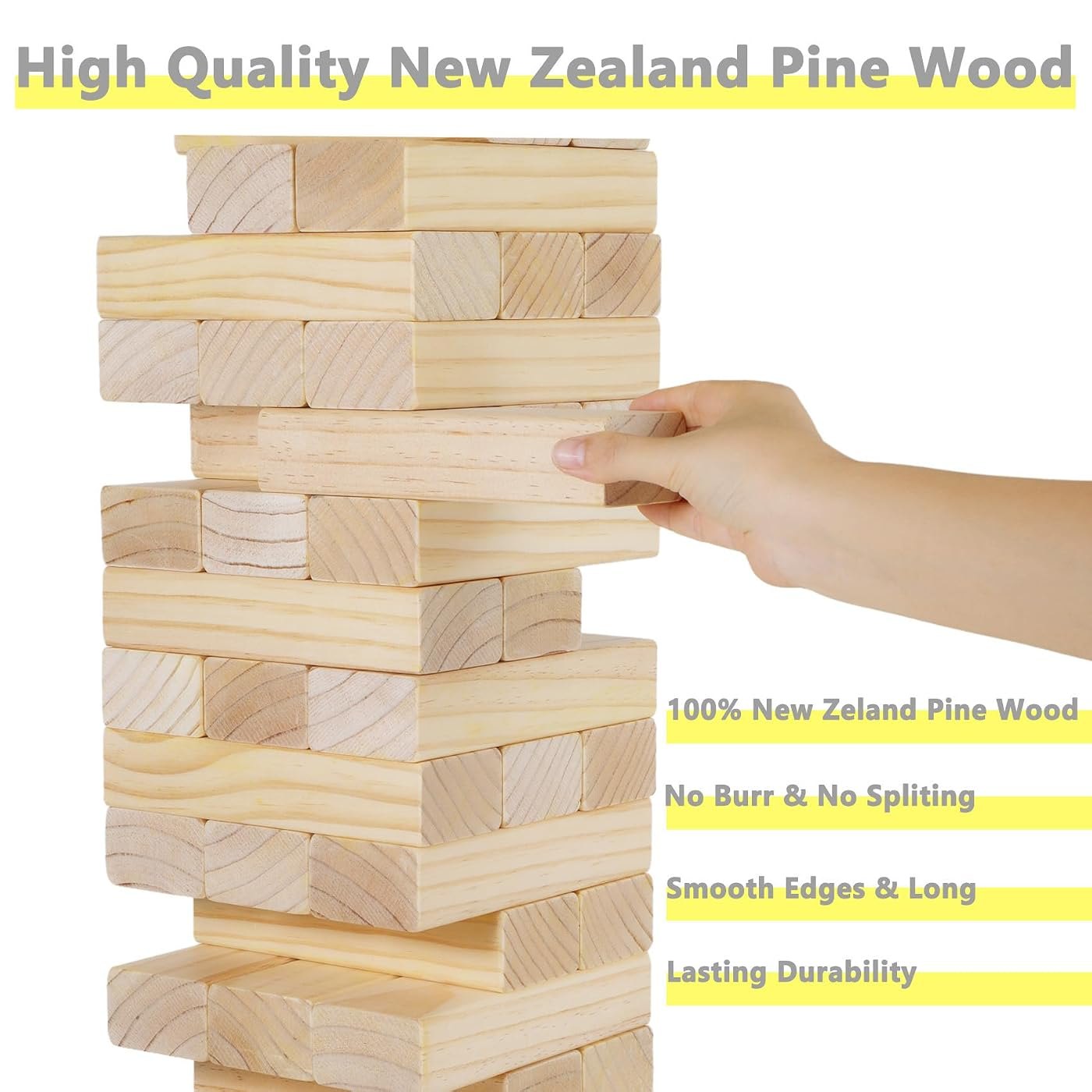 Jumbo 60-Piece Tumble Tower, 7.15-inch blocks, stacks past 5 ft — view 3