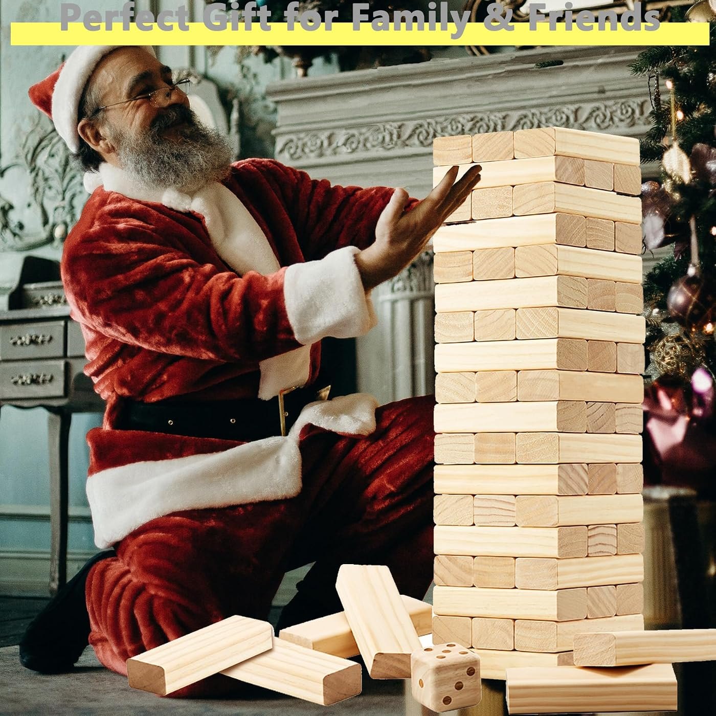 Jumbo 60-Piece Tumble Tower, 7.15-inch blocks, stacks past 5 ft — view 4