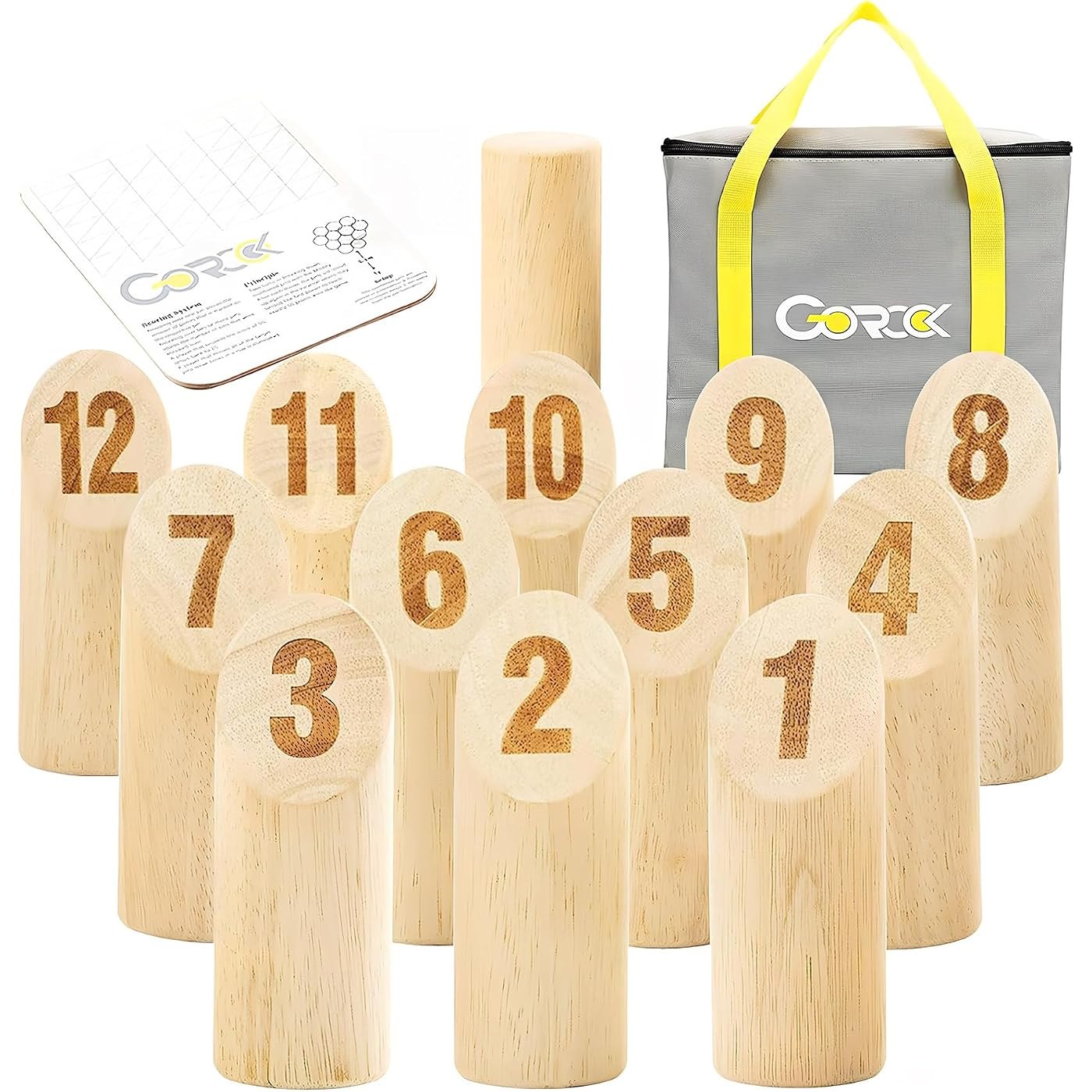 The GOROCK numbered block toss set laid out on grass